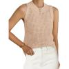 imagePRETTYGARDEN Summer Crochet Tank Tops for Women 2024 Casual Crewneck Hollow Out Loose Knit Sleeveless Sweater Vest Top TrendyApricot