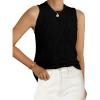 imagePRETTYGARDEN Summer Crochet Tank Tops for Women 2024 Casual Crewneck Hollow Out Loose Knit Sleeveless Sweater Vest Top TrendyBlack