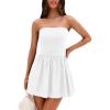 imagePRETTYGARDEN Womens Summer Strapless Mini Party Dress 2025 Casual Tube Top Ruffle A Line Short Patchwork SundressesWhite