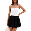 imagePRETTYGARDEN Womens Summer Strapless Mini Party Dress 2025 Casual Tube Top Ruffle A Line Short Patchwork SundressesWhite Black