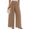 imagePRETTYGARDEN Womens Wide Leg Pants Casual 2025 Elastic Waist Loose Flowy Palazzo Pants Trousers with PocketsKhaki