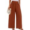 imagePRETTYGARDEN Womens Wide Leg Pants Casual 2025 Elastic Waist Loose Flowy Palazzo Pants Trousers with PocketsRust Red