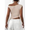 imagePRETTYGARDEN Womens 2025 Summer Off The Shoulder Crop Tops Sleeveless One Shoulder Ruched Asymmetrical Y2K Going Out Tank TopLight Khaki