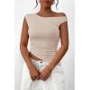 imagePRETTYGARDEN Womens 2025 Summer Off The Shoulder Crop Tops Sleeveless One Shoulder Ruched Asymmetrical Y2K Going Out Tank TopLight Khaki