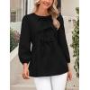 imagePRETTYGARDEN Womens Babydoll Tops 2025 Spring Trendy 34 Length Puff Sleeve Bow Tie Front Cute Peplum Blouses ShirtsBlack