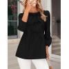 imagePRETTYGARDEN Womens Babydoll Tops 2025 Spring Trendy 34 Length Puff Sleeve Bow Tie Front Cute Peplum Blouses ShirtsBlack