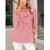 imagePRETTYGARDEN Womens Babydoll Tops 2025 Spring Trendy 34 Length Puff Sleeve Bow Tie Front Cute Peplum Blouses ShirtsPink