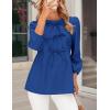 imagePRETTYGARDEN Womens Babydoll Tops 2025 Spring Trendy 34 Length Puff Sleeve Bow Tie Front Cute Peplum Blouses ShirtsRoyal Blue