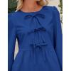imagePRETTYGARDEN Womens Babydoll Tops 2025 Spring Trendy 34 Length Puff Sleeve Bow Tie Front Cute Peplum Blouses ShirtsRoyal Blue
