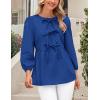 imagePRETTYGARDEN Womens Babydoll Tops 2025 Spring Trendy 34 Length Puff Sleeve Bow Tie Front Cute Peplum Blouses ShirtsRoyal Blue