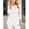 imagePRETTYGARDEN Womens Babydoll Tops 2025 Spring Trendy 34 Length Puff Sleeve Bow Tie Front Cute Peplum Blouses ShirtsWhite