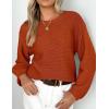 imagePRETTYGARDEN Womens Fall Sweaters 2025 Casual Loose Crewneck Ribbed Long Sleeve Top Knit Pullover SweaterRust Red