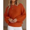 imagePRETTYGARDEN Womens Fall Sweaters 2025 Casual Loose Crewneck Ribbed Long Sleeve Top Knit Pullover SweaterRust Red
