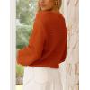 imagePRETTYGARDEN Womens Fall Sweaters 2025 Casual Loose Crewneck Ribbed Long Sleeve Top Knit Pullover SweaterRust Red