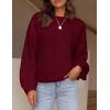 imagePRETTYGARDEN Womens Fall Sweaters 2025 Casual Loose Crewneck Ribbed Long Sleeve Top Knit Pullover SweaterWine Red