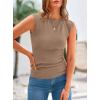 imagePRETTYGARDEN Womens Ribbed Tank Tops Trendy Casual Summer 2025 Cap Sleeve Slim Fitted Knit Basic Tee Shirts BlouseKhaki