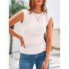 imagePRETTYGARDEN Womens Ribbed Tank Tops Trendy Casual Summer 2025 Cap Sleeve Slim Fitted Knit Basic Tee Shirts BlouseWhite