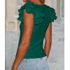 imagePRETTYGARDEN Womens Ruffle Short Sleeve Shirts 2025 Summer Casual Basic Tee Cute Fitted Crew Neck Fashion Tops ClothesDark Green