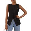 imagePRETTYGARDEN Womens Summer Suit Vest Tops 2025 Dressy Business Casual Sleeveless Button Down Trendy Fashion Blazer WaistcoatBlack