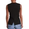 imagePRETTYGARDEN Womens Summer Suit Vest Tops 2025 Dressy Business Casual Sleeveless Button Down Trendy Fashion Blazer WaistcoatBlack
