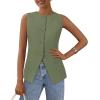 imagePRETTYGARDEN Womens Summer Suit Vest Tops 2025 Dressy Business Casual Sleeveless Button Down Trendy Fashion Blazer WaistcoatLight Green