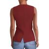imagePRETTYGARDEN Womens Summer Suit Vest Tops 2025 Dressy Business Casual Sleeveless Button Down Trendy Fashion Blazer WaistcoatOrange Red
