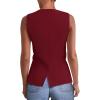 imagePRETTYGARDEN Womens Summer Suit Vest Tops 2025 Dressy Business Casual Sleeveless Button Down Trendy Fashion Blazer WaistcoatRed