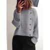 imagePRETTYGARDEN Womens Sweaters Fall 2025 Casual Long Sleeve Crewneck Button Loose Winter Knit Pullover Sweater TopsLight Grey