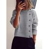 imagePRETTYGARDEN Womens Sweaters Fall 2025 Casual Long Sleeve Crewneck Button Loose Winter Knit Pullover Sweater TopsLight Grey