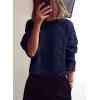 imagePRETTYGARDEN Womens Sweaters Fall 2025 Casual Long Sleeve Crewneck Button Loose Winter Knit Pullover Sweater TopsNavy