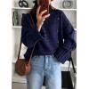 imagePRETTYGARDEN Womens Sweaters Fall 2025 Casual Long Sleeve Crewneck Button Loose Winter Knit Pullover Sweater TopsNavy