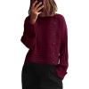 imagePRETTYGARDEN Womens Sweaters Fall 2025 Casual Long Sleeve Crewneck Button Loose Winter Knit Pullover Sweater TopsWine Red