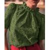 imagePRETTYGARDEN Summer Tops for Women 2025 Trendy Short Sleeve Eyelet Embroidered Dressy Casual Blouse ShirtsArmy Green
