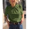 imagePRETTYGARDEN Summer Tops for Women 2025 Trendy Short Sleeve Eyelet Embroidered Dressy Casual Blouse ShirtsArmy Green