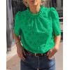 imagePRETTYGARDEN Summer Tops for Women 2025 Trendy Short Sleeve Eyelet Embroidered Dressy Casual Blouse ShirtsGreen