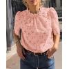 imagePRETTYGARDEN Summer Tops for Women 2025 Trendy Short Sleeve Eyelet Embroidered Dressy Casual Blouse ShirtsPink