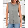 imagePRETTYGARDEN Sweater Vest Women Summer Tank Tops 2025 Sleeveless Button Down Trendy Clothes Business Casual Knit OutfitsGrey