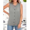 imagePRETTYGARDEN Sweater Vest Women Summer Tank Tops 2025 Sleeveless Button Down Trendy Clothes Business Casual Knit OutfitsGrey