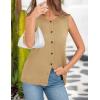 imagePRETTYGARDEN Sweater Vest Women Summer Tank Tops 2025 Sleeveless Button Down Trendy Clothes Business Casual Knit OutfitsLight Khaki