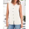 imagePRETTYGARDEN Sweater Vest Women Summer Tank Tops 2025 Sleeveless Button Down Trendy Clothes Business Casual Knit OutfitsWhite