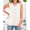 imagePRETTYGARDEN Sweater Vest Women Summer Tank Tops 2025 Sleeveless Button Down Trendy Clothes Business Casual Knit OutfitsWhite