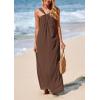 imagePRETTYGARDEN Womens 2025 Casual Long Summer Dresses Sleeveless Strappy Loose Flowy Beach Vacation Maxi Dress with PocketsDark Khaki