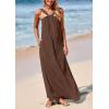 imagePRETTYGARDEN Womens 2025 Casual Long Summer Dresses Sleeveless Strappy Loose Flowy Beach Vacation Maxi Dress with PocketsDark Khaki