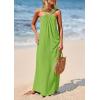 imagePRETTYGARDEN Womens 2025 Casual Long Summer Dresses Sleeveless Strappy Loose Flowy Beach Vacation Maxi Dress with PocketsGreen