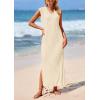 imagePRETTYGARDEN Womens 2025 Summer Casual Maxi Dresses Ribbed Knit Sleeveless V Neck 2 Piece Outfits with Slip Under DressApricot