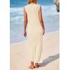 imagePRETTYGARDEN Womens 2025 Summer Casual Maxi Dresses Ribbed Knit Sleeveless V Neck 2 Piece Outfits with Slip Under DressApricot