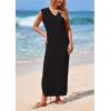 imagePRETTYGARDEN Womens 2025 Summer Casual Maxi Dresses Ribbed Knit Sleeveless V Neck 2 Piece Outfits with Slip Under DressBlack