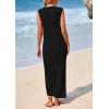 imagePRETTYGARDEN Womens 2025 Summer Casual Maxi Dresses Ribbed Knit Sleeveless V Neck 2 Piece Outfits with Slip Under DressBlack