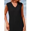 imagePRETTYGARDEN Womens 2025 Summer Casual Maxi Dresses Ribbed Knit Sleeveless V Neck 2 Piece Outfits with Slip Under DressBlack