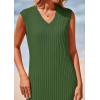 imagePRETTYGARDEN Womens 2025 Summer Casual Maxi Dresses Ribbed Knit Sleeveless V Neck 2 Piece Outfits with Slip Under DressGreen